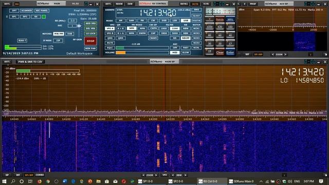 Tuning 20 meter ham band Shortwave September 14th 2019 SDRplay RSP1A Receiver W6LVP loop antenna смотреть онлайн