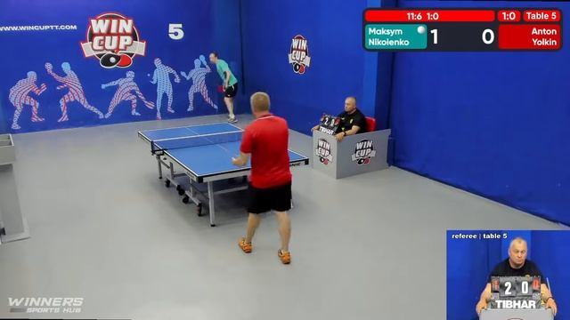 18:30 Николенко Максим  3-0 Ёлкин Антон  стол 5  ЮГ-4  08.06.22 | Настольный Теннис WINCUP