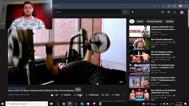 REACTING to my FIRST RAD-140 Cycle | SARMs Before and After Transformation смотреть онлайн