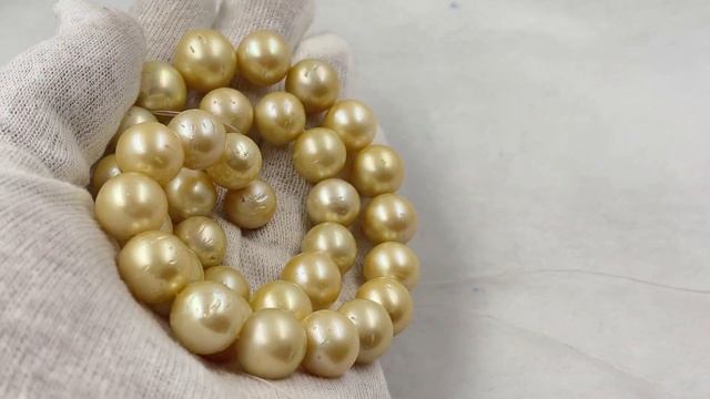 12-15mm AA light Golden round Natural South Sea Pearl Strand Necklace Salt water real pearl Necklac смотреть онлайн