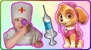 Играем в доктора. Лечим Скай из щенячьего патруля