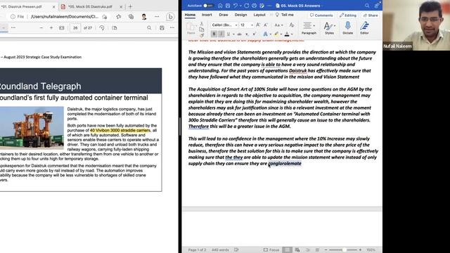 Mock 05 Daistruk CIMA Strategic Case Study May August 2023 Nufail FCMA смотреть онлайн