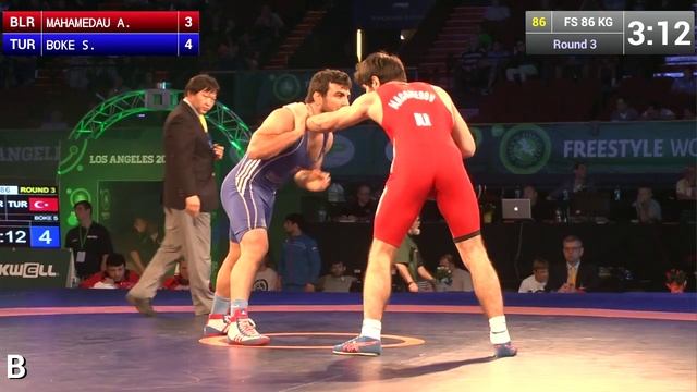 Round 3 FS - 86 kg: Serdar BOKE (TUR) df. Amarhajy MAHAMEDAU (BLR), 8-7 смотреть онлайн