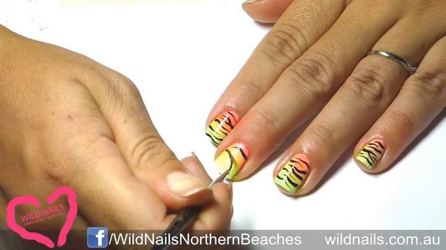 Fluro Gradient Zebra Nail Art Tutorial смотреть онлайн