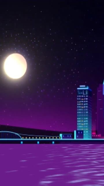 Moonlight #3danimation #background Neon City #3dvideo смотреть онлайн