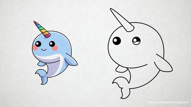 How to Draw a Cute Unicorn Narwhal ⏐ How to Draw Cute Animals ⏐ Step by Step Easy Drawing Tutorial смотреть онлайн