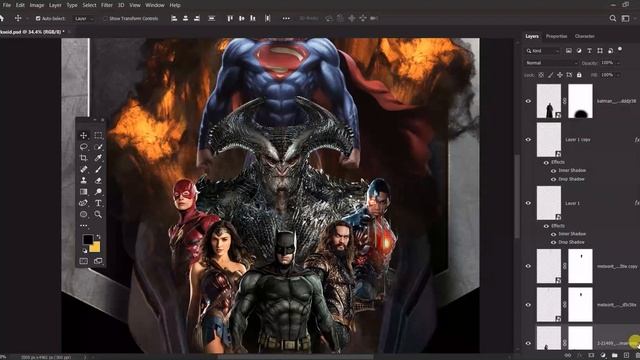 Justice League Poster | How to make Superhero Poster Composition | Photo Manipulation смотреть онлайн