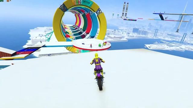 GTA V Epic New Stunt Race For Car Racing Challenge by Trevor and Shark spider-man смотреть онлайн