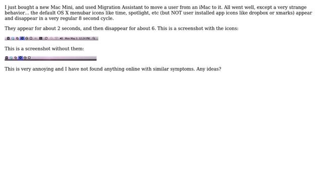 OS X Snow Leopard menubar icons appear/disappear in 8 second cycle (2 Solutions!!) смотреть онлайн