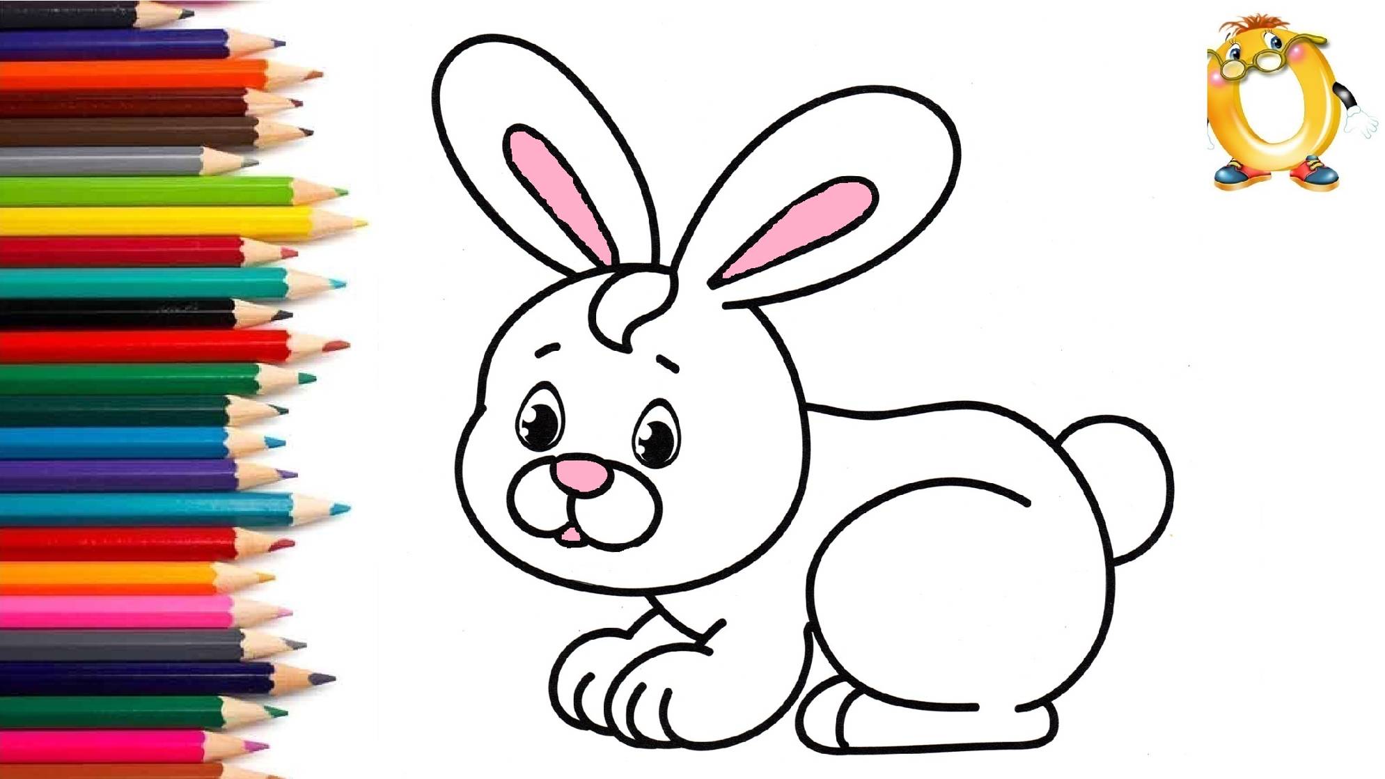 Мультик - раскраска для детей ЗАЯЦ. Учимся как рисовать ЗАЙЧИКА. Стих про ЗАЙЦА // ОБУЧАШКА ТВ смотреть онлайн