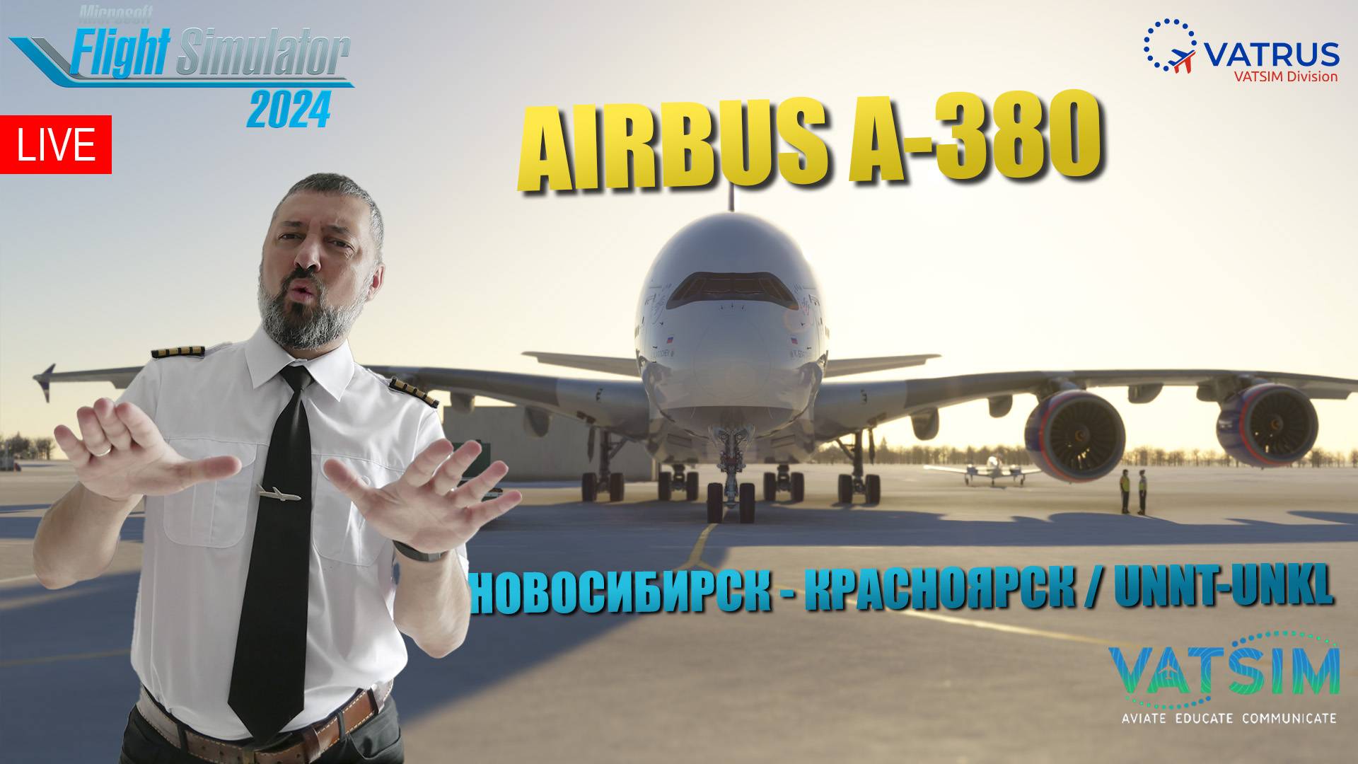 MSFS 2024 / VATSIM / НОВОСИБИРСК - КРАСНОЯРСК / FBW A-380 смотреть онлайн