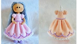 Платье для куклы крючком. Платье принцессы крючком.