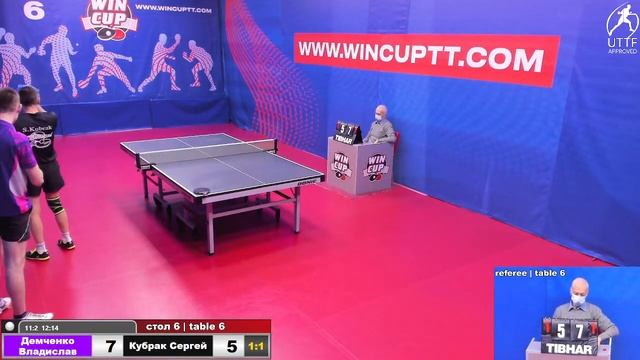 Демченко Владислав 3-2 Кубрак Сергей Турнир Восток 8 WINCUP 07.12.2021 Прямой эфир. Зал 6 смотреть онлайн