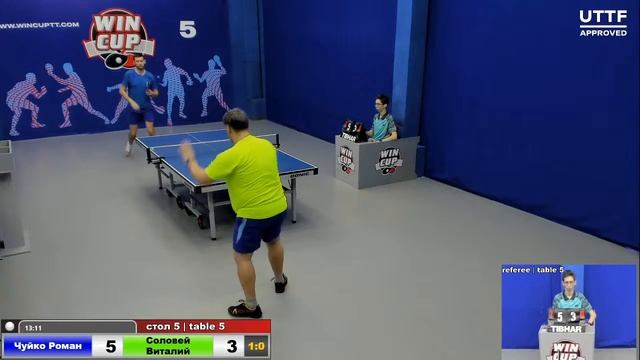 11:30 Чуйко Роман 3-0 Соловей Виталий стол 5 ЮГ-2 05.02.21 смотреть онлайн