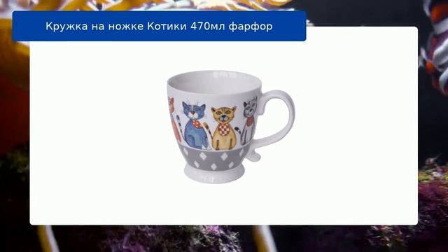 Кружка на ножке Котики 470мл фарфор обзор