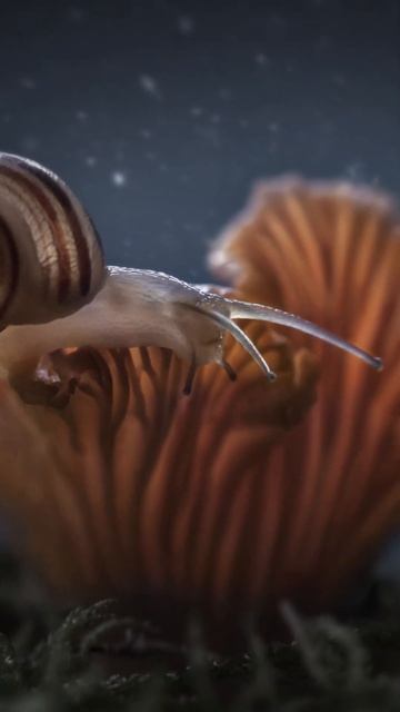 Грибы VS Улитки Макрофотография