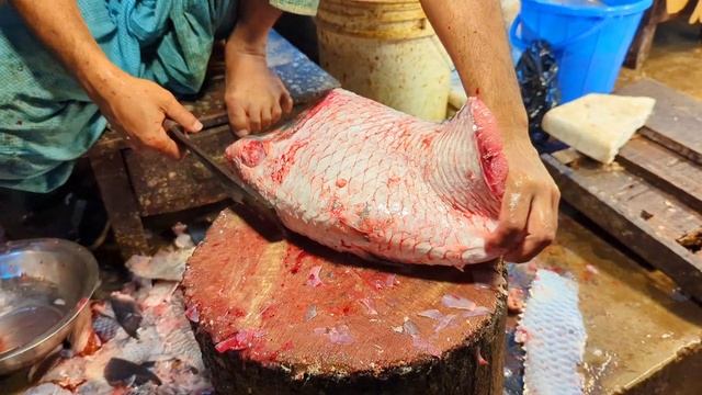 Amazing Giant Catla Carp Fish Cutting Skills In Bangladesh Fish Market | Fish Cutting Skills смотреть онлайн
