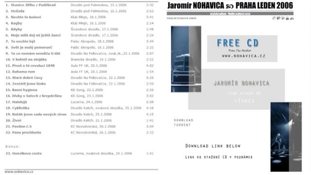 Jaromír Nohavica/Free CD/ 23 tracks / Pražská Pálená /legal folk CD смотреть онлайн