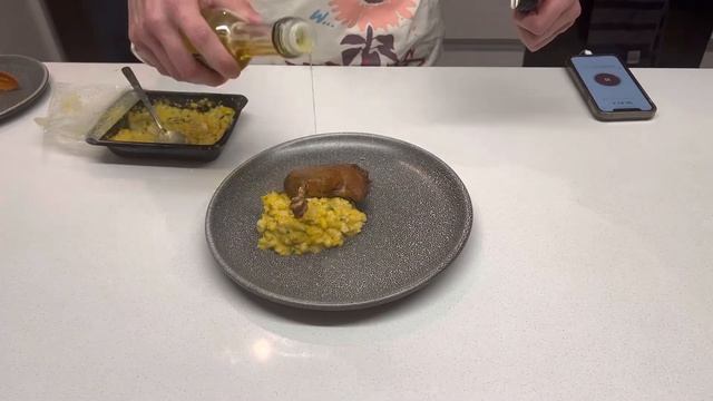 Delicious Crispy Truffle Duck Leg On Parmesan Pumpkin Risotto