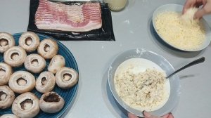 Шампиньоны с беконом в духовке или на мангале.