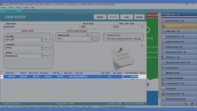 Business ERP : How To Create Items / Products In Business ERP Software