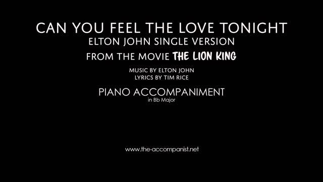 CAN YOU FEEL THE LOVE TONIGHT [ELTON JOHN single version] Piano Accompaniment [Karaoke Lyrics in CC смотреть онлайн