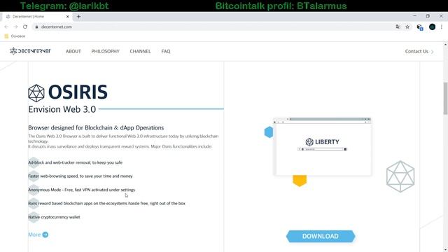 Decenternet Web 3.0 , an important project in our time dApp built-in Osiris browser смотреть онлайн