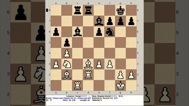 Lobanov, Sergei vs Deac, Bogdan Daniel | Chess com Classic Div 3L 2024, INT R3 2 смотреть онлайн