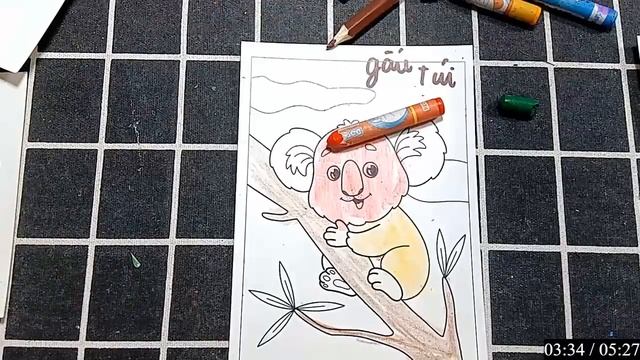 Hướng dẫn và chia sẻ cách vẽ và tô màu những con vật ngộ nghĩnh: CON GẤU TÚI. смотреть онлайн