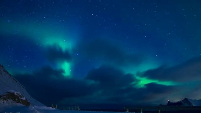 🔴1 HOURS Aurora Borealis Green Northern Lights Relaxation binaural Sleep study relaxing music🔴 смотреть онлайн