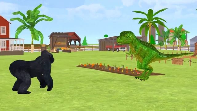 Gorilla cartoon | Kids cartoon | Learn color (Gorilla vs T-rex) смотреть онлайн