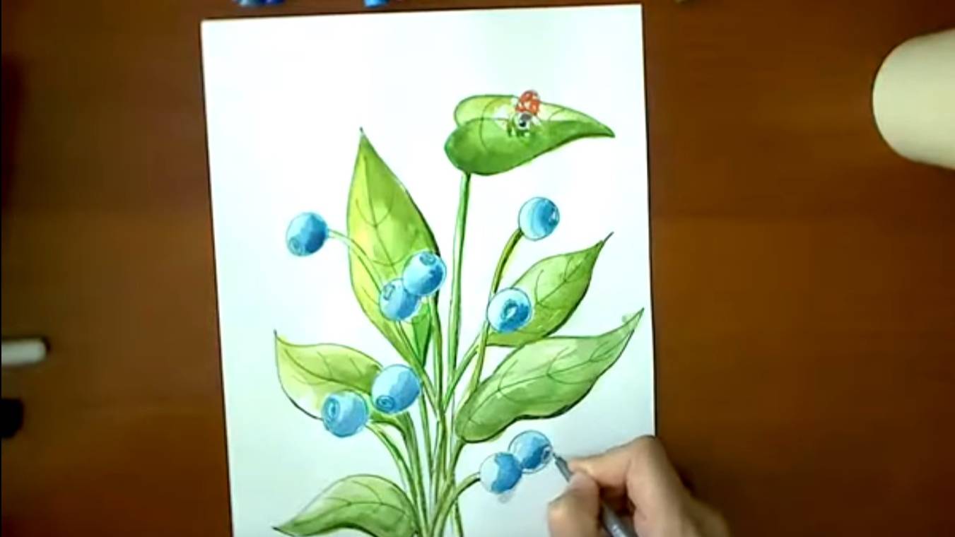 Акварельный скетч. Ягоды. Педагог ДО Розова Н.М.