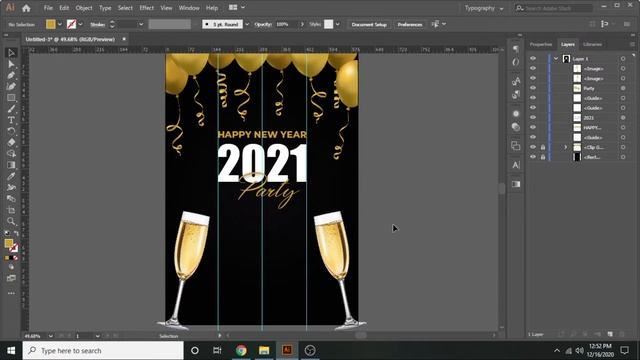 How to Make Happy New Year Party Poster Design in Adobe Illustrator 2020 | Happy New Year 2021 смотреть онлайн