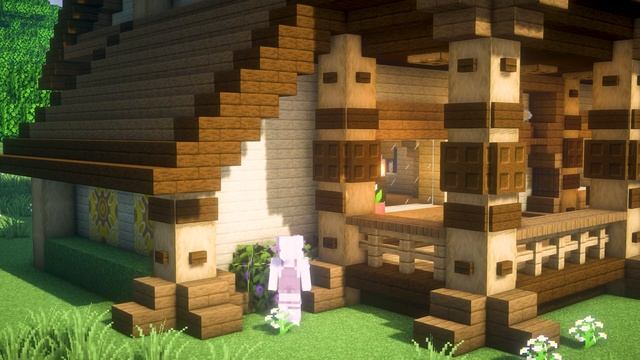 Minecraft How to build an exquisite wooden cabin 🌿 смотреть онлайн