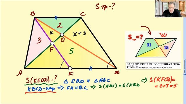 КРАСИВАЯ ЗАДАЧА! Трапеция + параллелограмм.