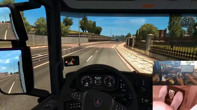 Me playing some euro truck with wheel and pedal cam. смотреть онлайн
