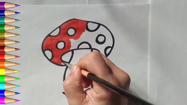 DRAWING A MUSHROOM PICTURE | РИСОВАНИЕ ГРИБА | BOLALAR UCHUN QO'ZIQORIN RASMNINI CHIZISH смотреть онлайн