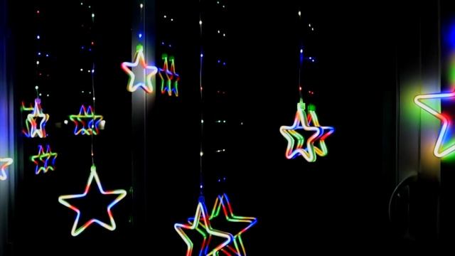 Star Curtain Lights Multicolor 8 Neon, 180 LEDs Christmas Window Curtain Lights 8 Modes by QUNTIS смотреть онлайн