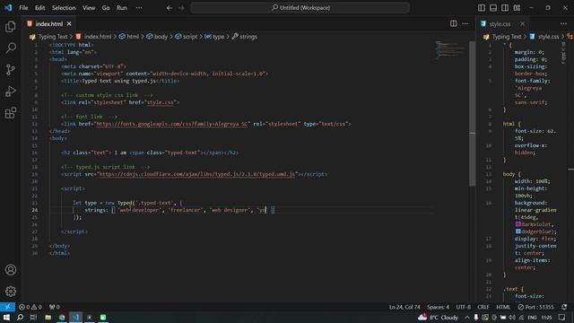 Typed text using HTML, CSS & typed.js || Эффект напечатанного текста используя HTML, CSS & typed.js смотреть онлайн