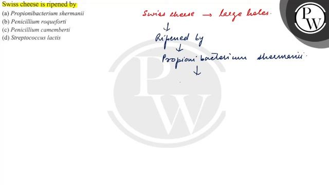Swiss Cheese Is Ripened By
(a) Propionibacterium Shermanii
\( \math...