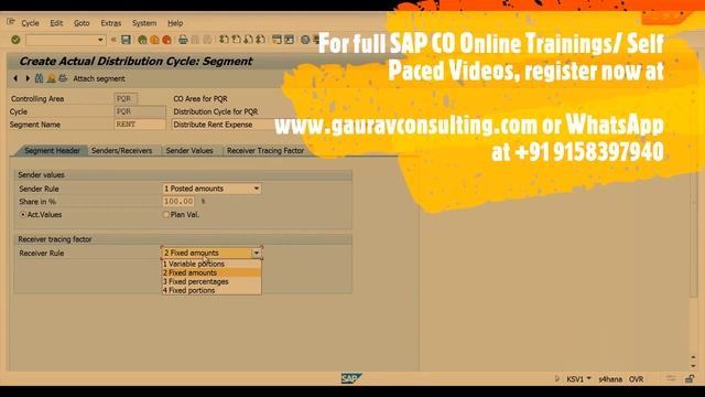 SAP CO Distribution Cycle - S/4 HANA | GauravConsulting.com смотреть онлайн