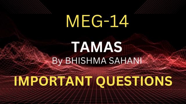 IGNOU MEG 14 | TAMAS BY BHISAM SAHANI | IMPORTANT QUESTIONS смотреть онлайн