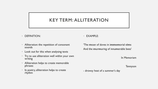 Revise With Me! English Subject Terminology: Alliteration Example #2 -  Great For GCSE And ALevel!