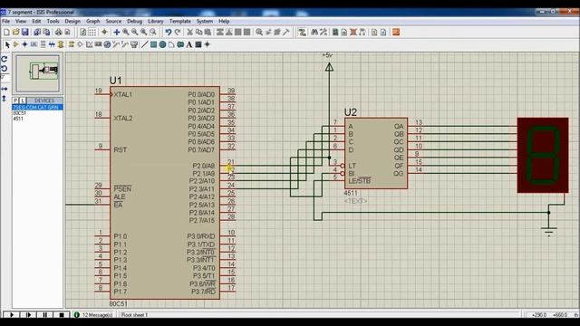 Displaying Digits(0-9) On Seven Segment In Proteus  And Creating Hex File Through Keil For 8051