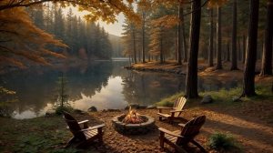 Звуки костра у озера и пение птиц 🌅 Спокойные утренние моменты. Расслабляющая обстановка ASMR