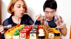 MUKBANG/ МУКБАНГ! ROLLS/СУШИ РОЛЛЫ! С МУЖЕМ!