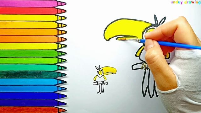drawing coloring painting for kids and toddlers | how to draw toucan #139 смотреть онлайн