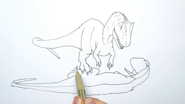 How to Draw Saurophaganax vs Yangchuanosaurus | Drawing and Coloring смотреть онлайн