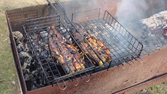 Жарим скумбрию на мангале