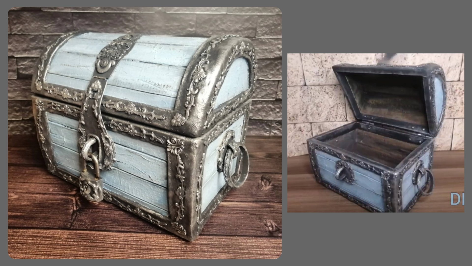 Старый сундук с имитацией художественной ковки своими руками! Сундук из картонной коробки! смотреть онлайн